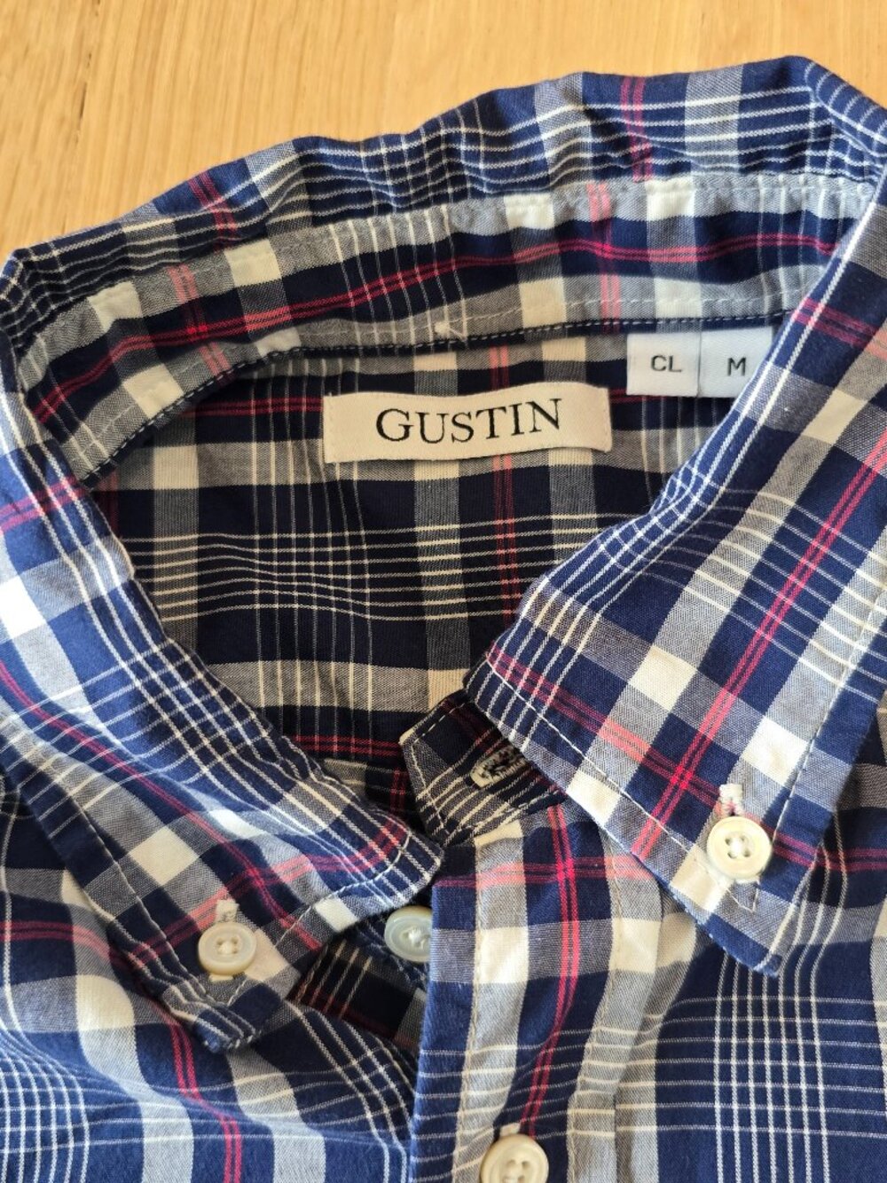 Gustin Button Up Long Sleeve Shirt Men's Medium Plaid Made In USA Lightweight